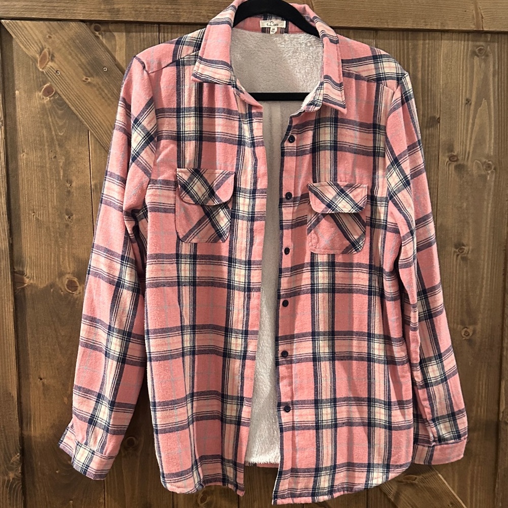 e.Luna Pink and Blue Plaid Shirt